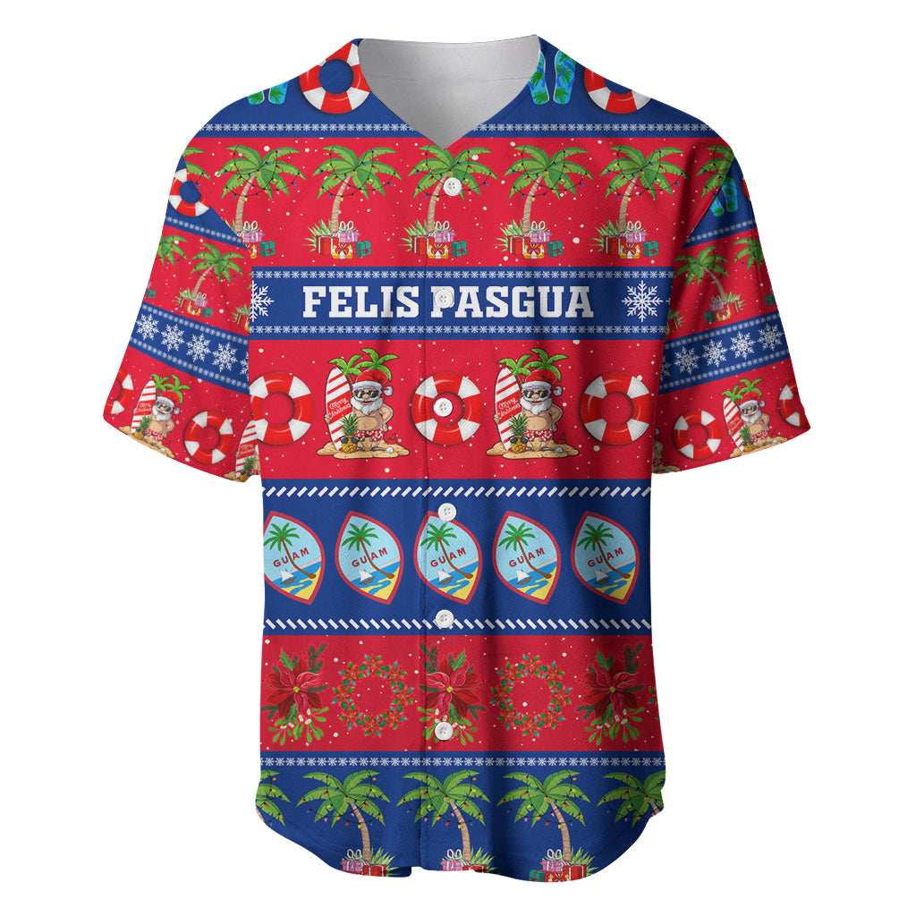 Personalised Guam Christmas Baseball Jersey Felis Pasgua LT14 Blue - Polynesian Pride