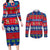 Personalised Guam Christmas Couples Matching Long Sleeve Bodycon Dress and Long Sleeve Button Shirt Felis Pasgua LT14 Blue - Polynesian Pride
