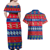 Personalised Guam Christmas Couples Matching Off Shoulder Maxi Dress and Hawaiian Shirt Felis Pasgua LT14 - Polynesian Pride