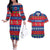 Personalised Guam Christmas Couples Matching Off The Shoulder Long Sleeve Dress and Hawaiian Shirt Felis Pasgua LT14 Blue - Polynesian Pride