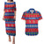 Personalised Guam Christmas Couples Matching Puletasi Dress and Hawaiian Shirt Felis Pasgua LT14 Blue - Polynesian Pride