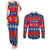 Personalised Guam Christmas Couples Matching Tank Maxi Dress and Long Sleeve Button Shirt Felis Pasgua LT14 Blue - Polynesian Pride