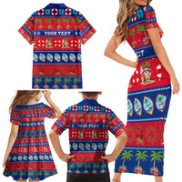 Personalised Guam Christmas Family Matching Short Sleeve Bodycon Dress and Hawaiian Shirt Felis Pasgua LT14 - Polynesian Pride