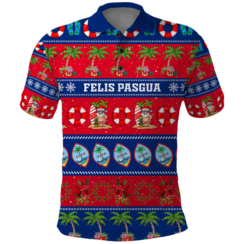 Personalised Guam Christmas Polo Shirt Felis Pasgua LT14 Blue - Polynesian Pride
