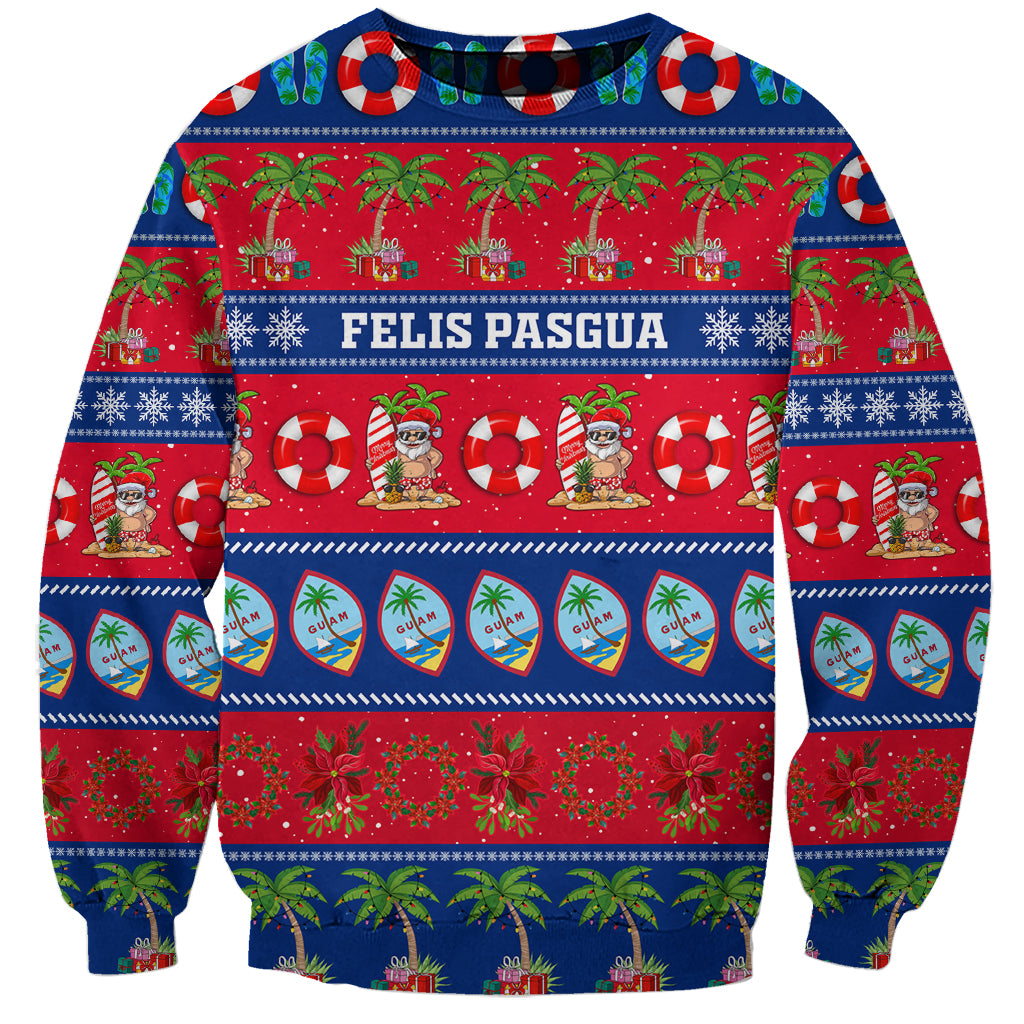 Personalised Guam Christmas Sweatshirt Felis Pasgua LT14 Unisex Blue - Polynesian Pride