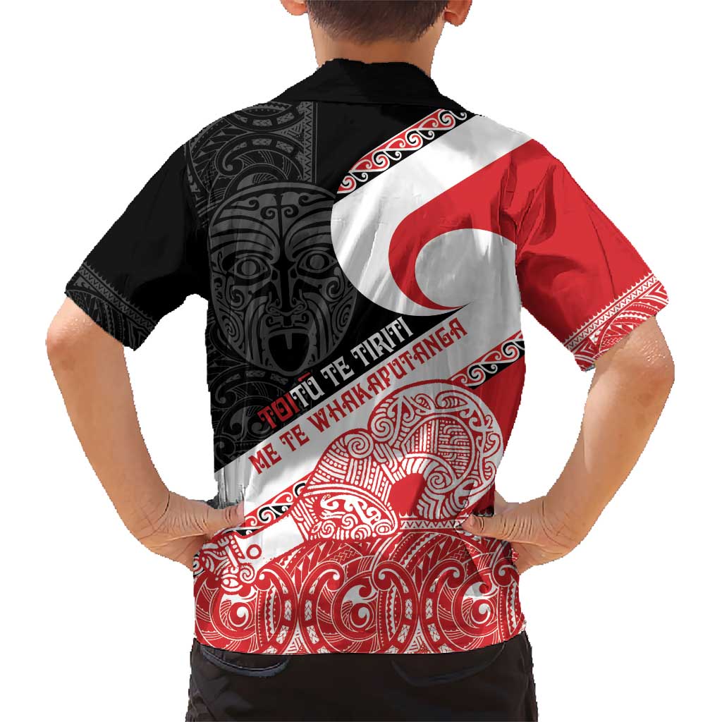 Toitu Te Tiriti Me Te Whakaputanga Kid Hawaiian Shirt Maori Wahaika With Haka Face
