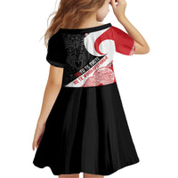 Toitu Te Tiriti Me Te Whakaputanga Kid Short Sleeve Dress Maori Wahaika With Haka Face