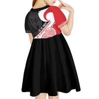 Toitu Te Tiriti Me Te Whakaputanga Kid Short Sleeve Dress Maori Wahaika With Haka Face