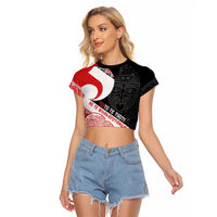 Toitu Te Tiriti Me Te Whakaputanga Raglan Cropped T Shirt Maori Wahaika With Haka Face