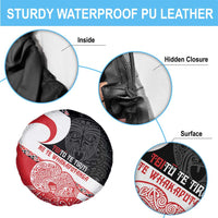 Toitu Te Tiriti Me Te Whakaputanga Spare Tire Cover Maori Wahaika With Haka Face