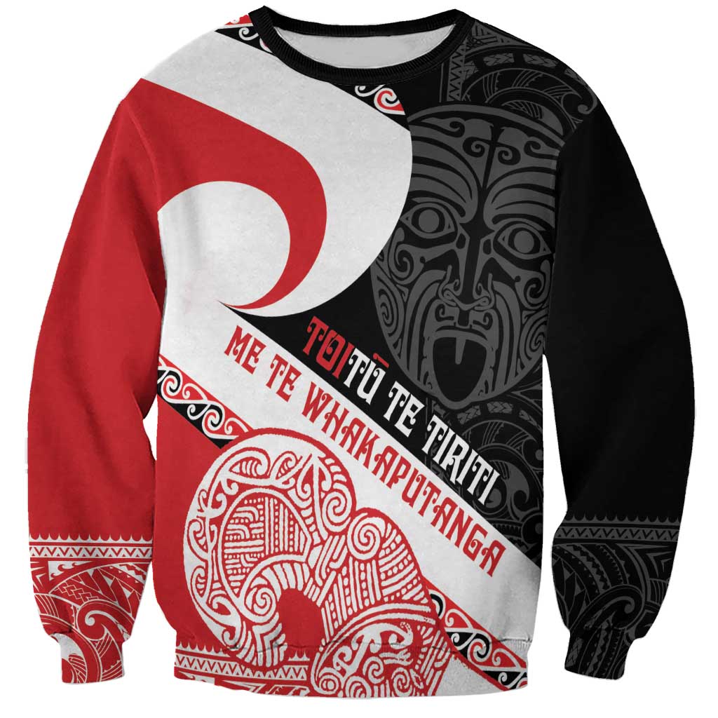 Toitu Te Tiriti Me Te Whakaputanga Sweatshirt Maori Wahaika With Haka Face