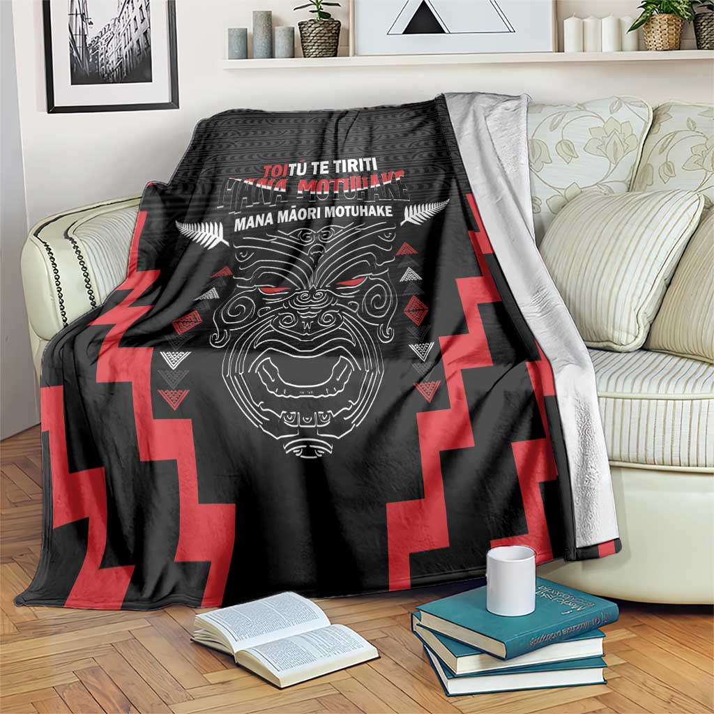 Personalised Toitu Te Tiriti Mana Maori Motuhake Blanket Aotearoa Haka Face Mix Poutama Art