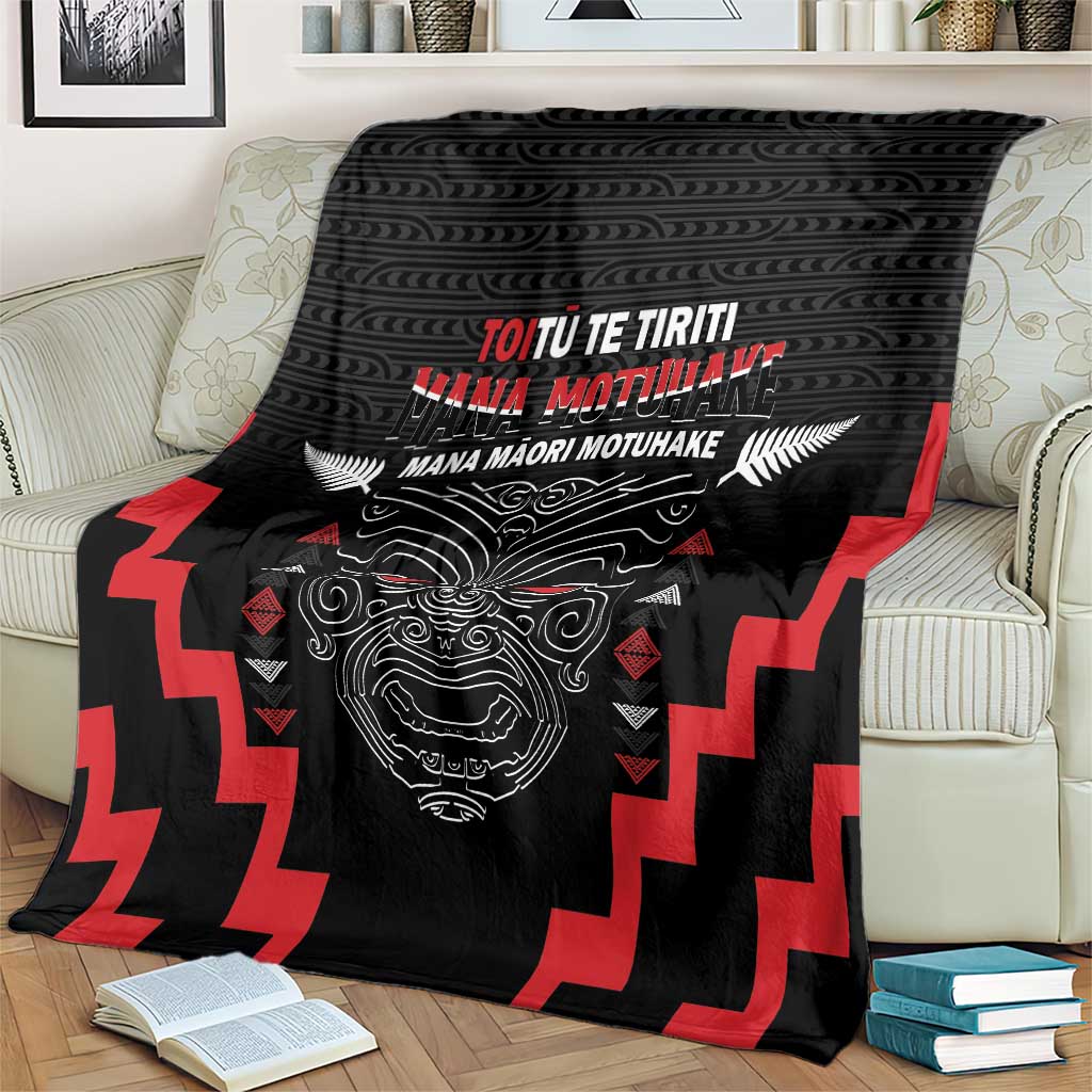 Personalised Toitu Te Tiriti Mana Maori Motuhake Blanket Aotearoa Haka Face Mix Poutama Art