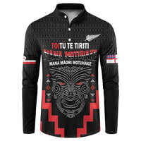 Personalised Toitu Te Tiriti Mana Maori Motuhake Button Sweatshirt Aotearoa Haka Face Mix Poutama Art