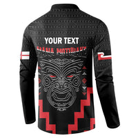 Personalised Toitu Te Tiriti Mana Maori Motuhake Button Sweatshirt Aotearoa Haka Face Mix Poutama Art