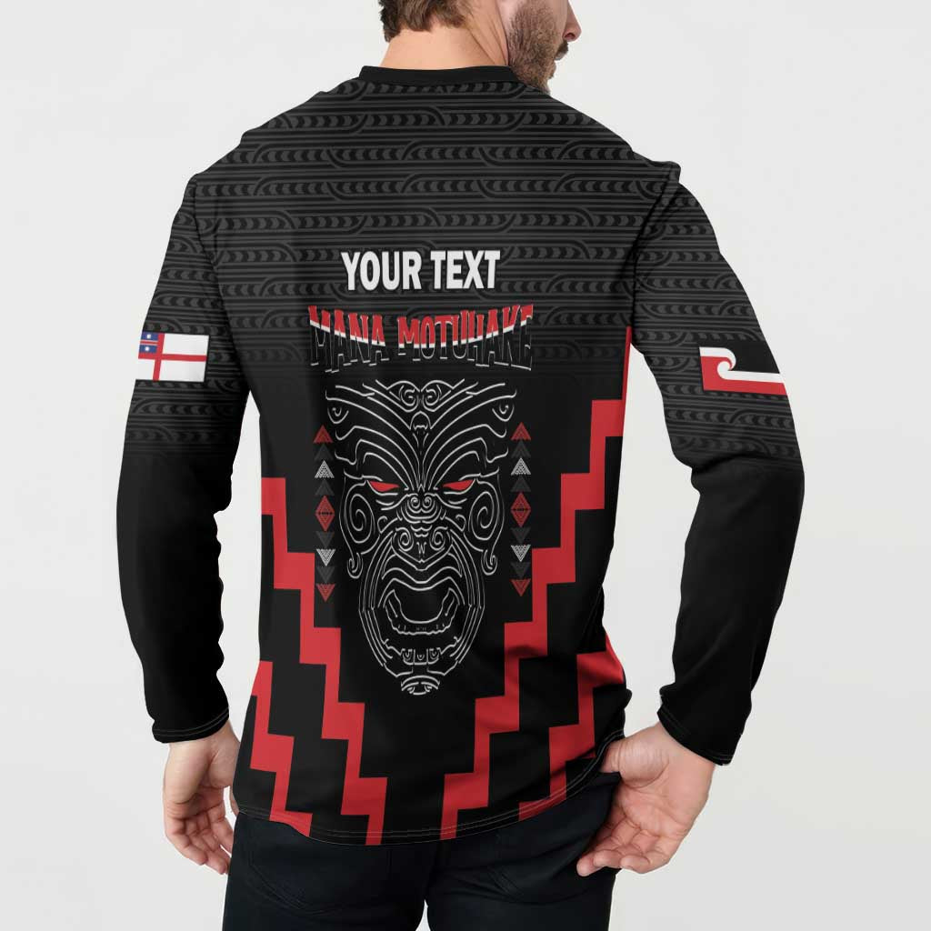Personalised Toitu Te Tiriti Mana Maori Motuhake Button Sweatshirt Aotearoa Haka Face Mix Poutama Art