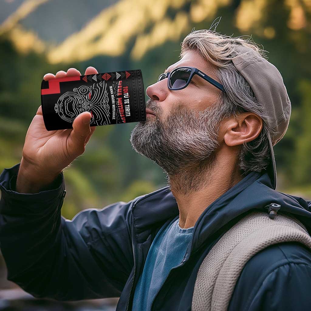 Toitu Te Tiriti Mana Maori Motuhake 4 in 1 Can Cooler Tumbler Aotearoa Haka Face Mix Poutama Art