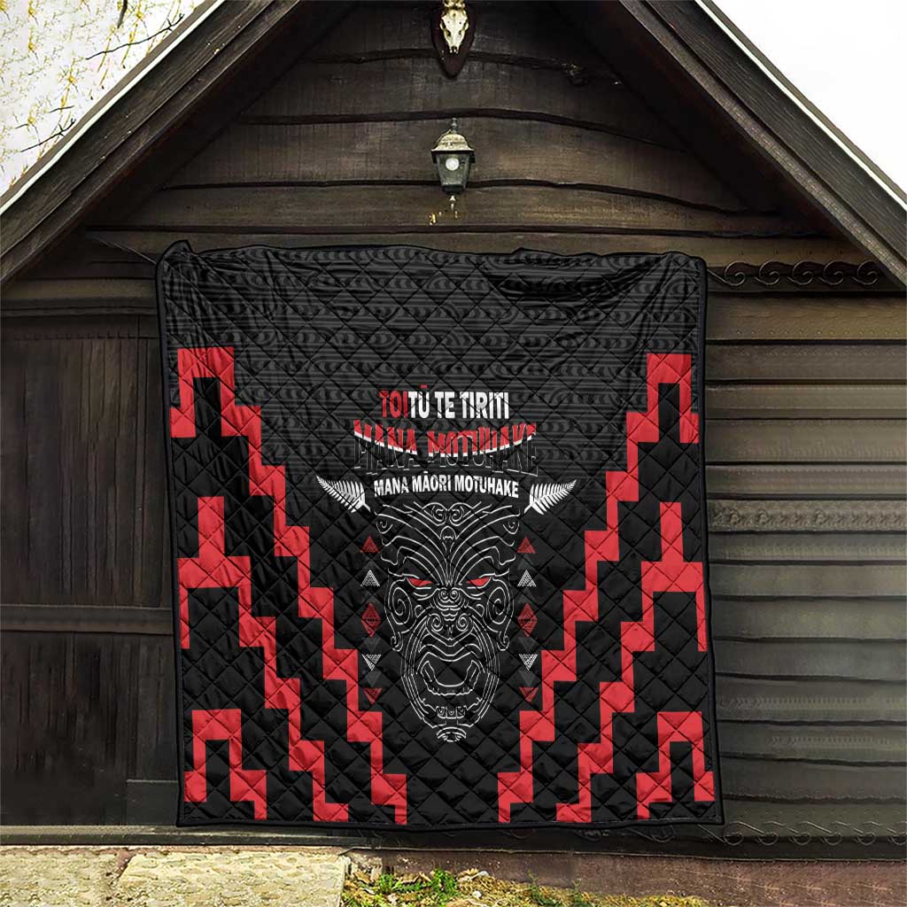 Personalised Toitu Te Tiriti Mana Maori Motuhake Quilt Aotearoa Haka Face Mix Poutama Art