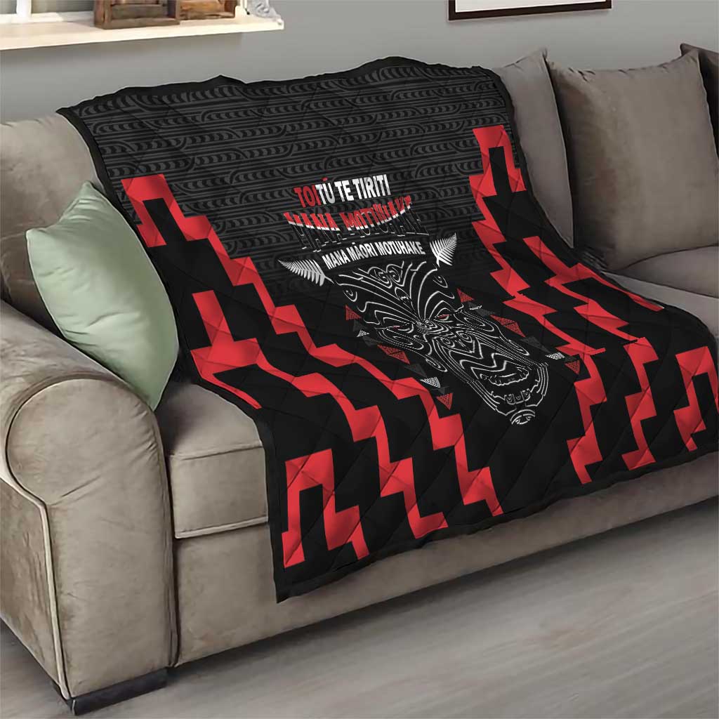 Personalised Toitu Te Tiriti Mana Maori Motuhake Quilt Aotearoa Haka Face Mix Poutama Art