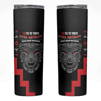 Toitu Te Tiriti Mana Maori Motuhake Skinny Tumbler Aotearoa Haka Face Mix Poutama Art