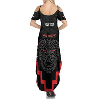 Personalised Toitu Te Tiriti Mana Maori Motuhake Summer Maxi Dress Aotearoa Haka Face Mix Poutama Art