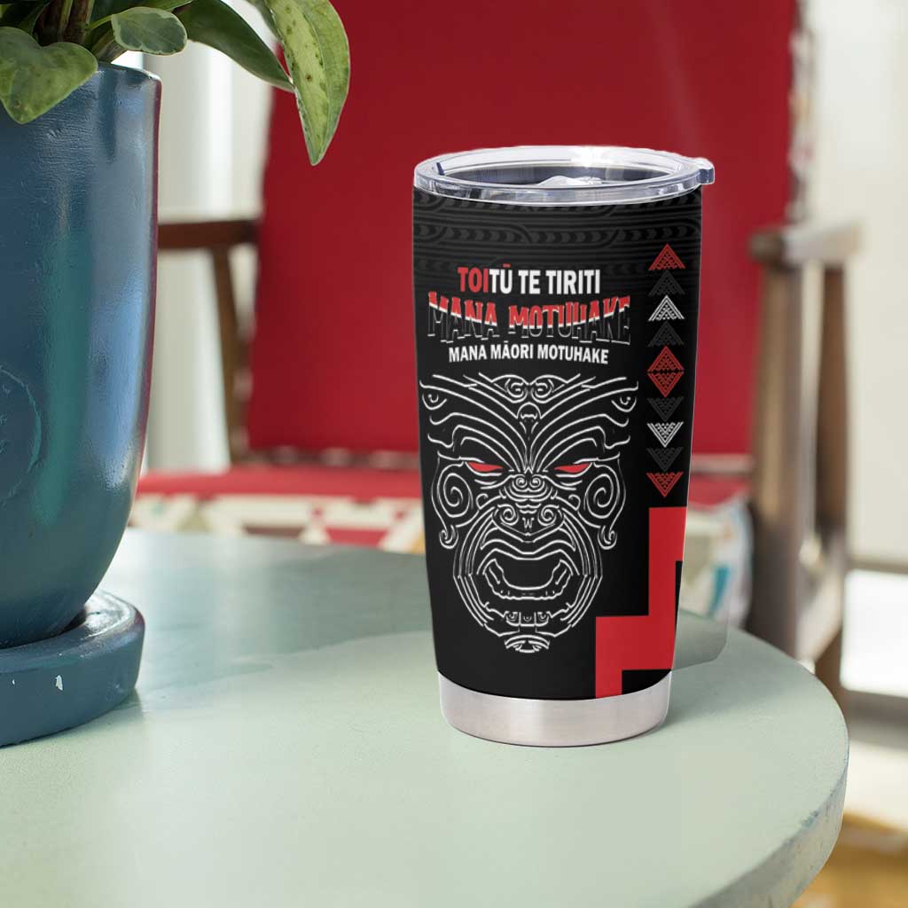Toitu Te Tiriti Mana Maori Motuhake Tumbler Cup Aotearoa Haka Face Mix Poutama Art