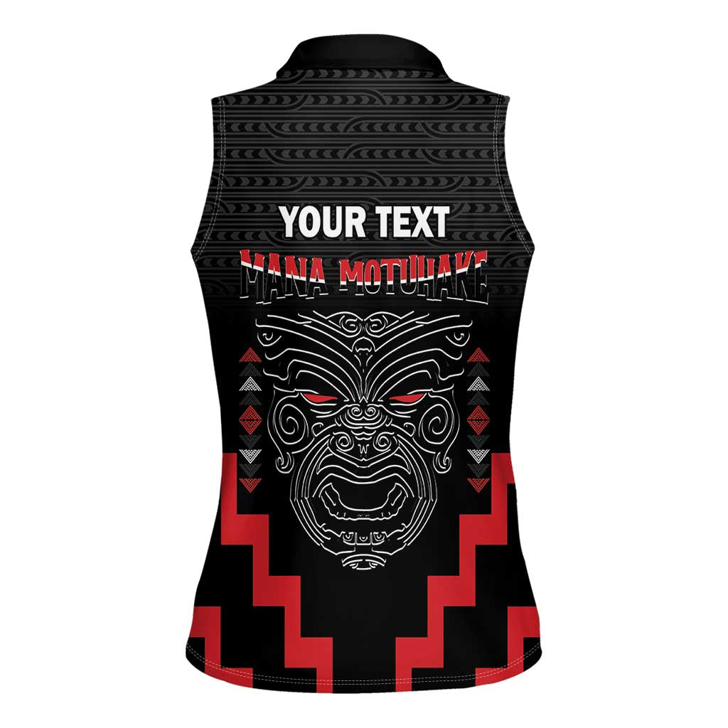 Personalised Toitu Te Tiriti Mana Maori Motuhake Women Sleeveless Polo Shirt Aotearoa Haka Face Mix Poutama Art