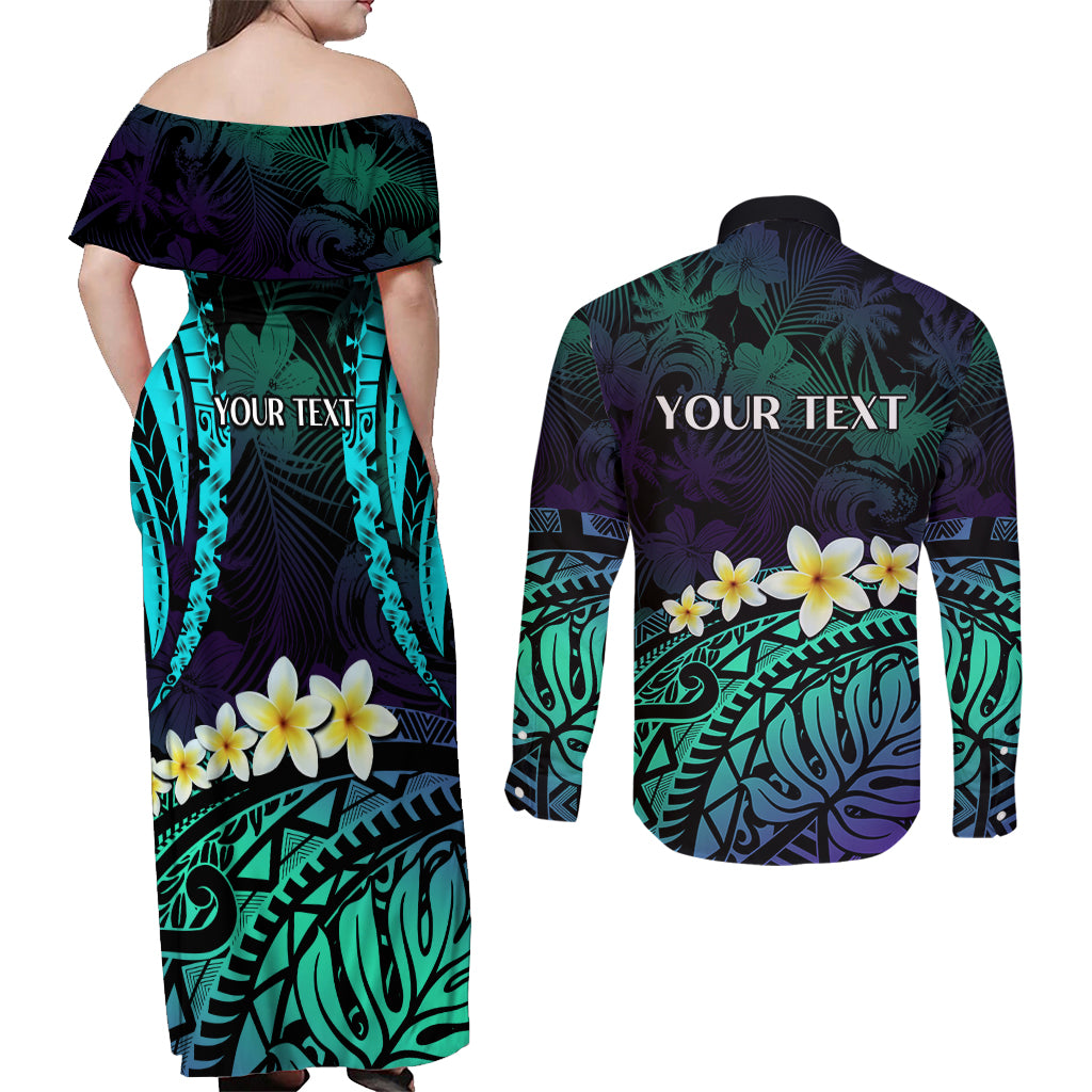 Personalised Pasifika Festival Auckland Couples Matching Off Shoulder Maxi Dress and Long Sleeve Button Shirt 2024 Pacific Islands Polynesian Pattern LT14 - Polynesian Pride