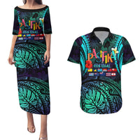Personalised Pasifika Festival Auckland Couples Matching Puletasi and Hawaiian Shirt 2024 Pacific Islands Polynesian Pattern LT14 Purple - Polynesian Pride