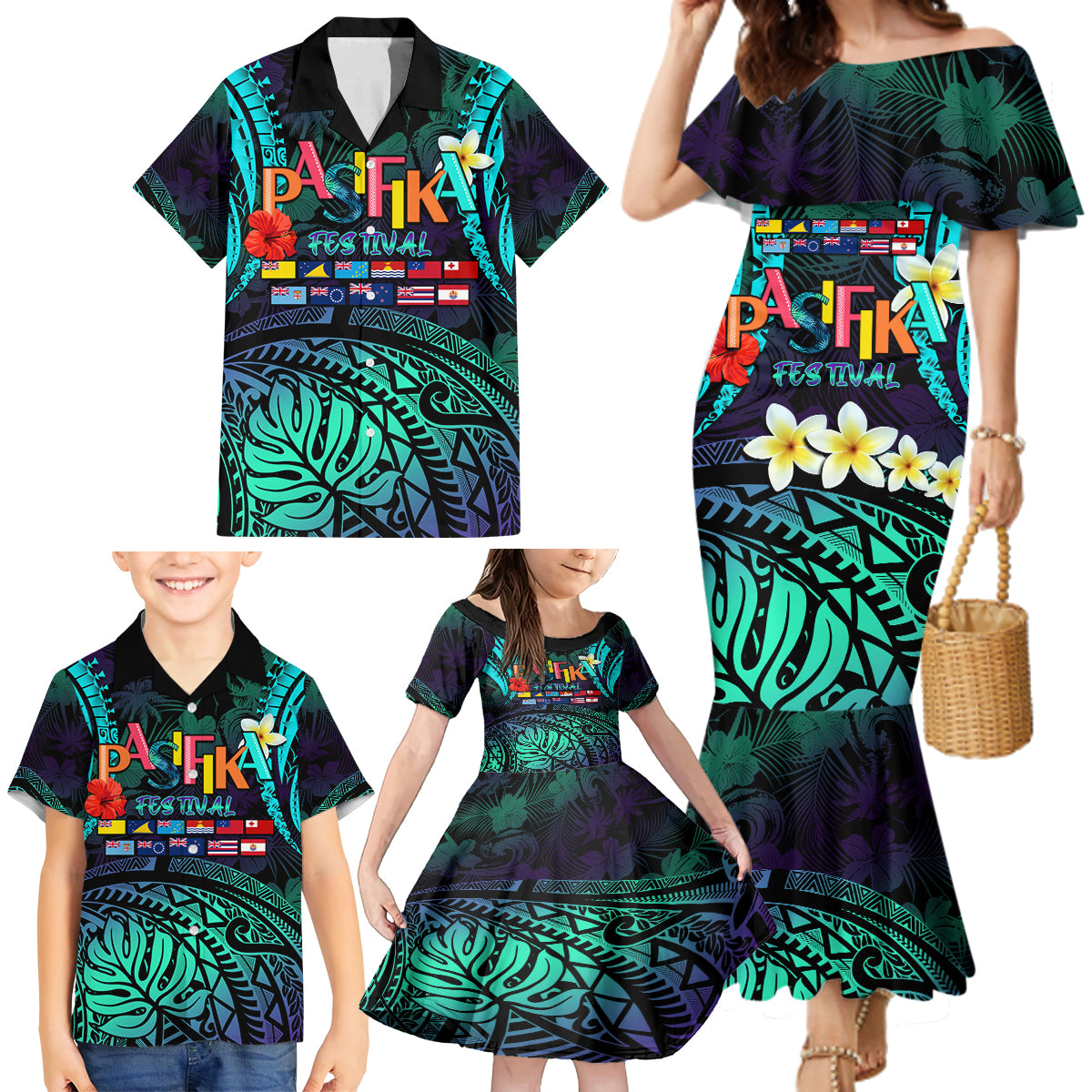 Personalised Pasifika Festival Auckland Family Matching Mermaid Dress and Hawaiian Shirt 2024 Pacific Islands Polynesian Pattern LT14 - Polynesian Pride