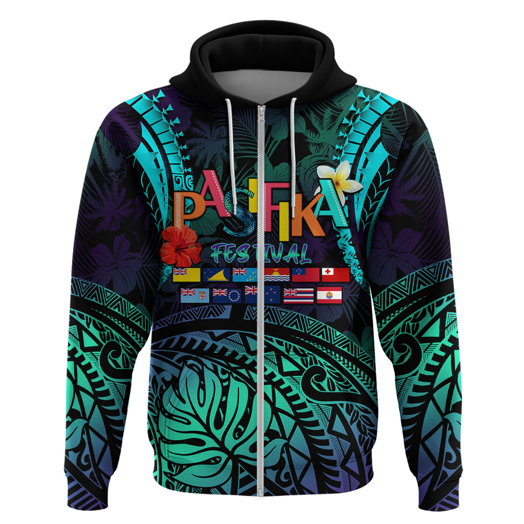 Personalised Pasifika Festival Auckland Hoodie 2024 Pacific Islands Polynesian Pattern LT14 Zip Hoodie Purple - Polynesian Pride