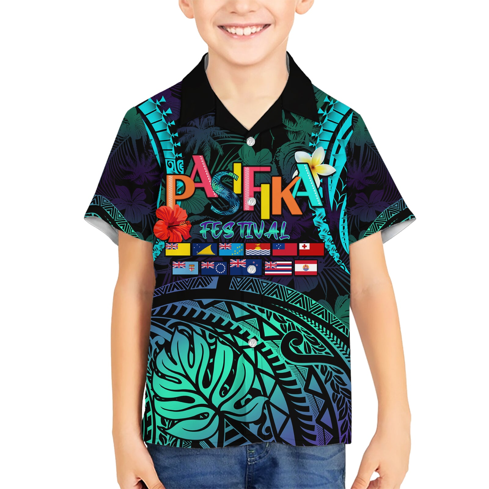 Personalised Pasifika Festival Auckland Kid Hawaiian Shirt 2024 Pacific Islands Polynesian Pattern LT14 Kid Purple - Polynesian Pride