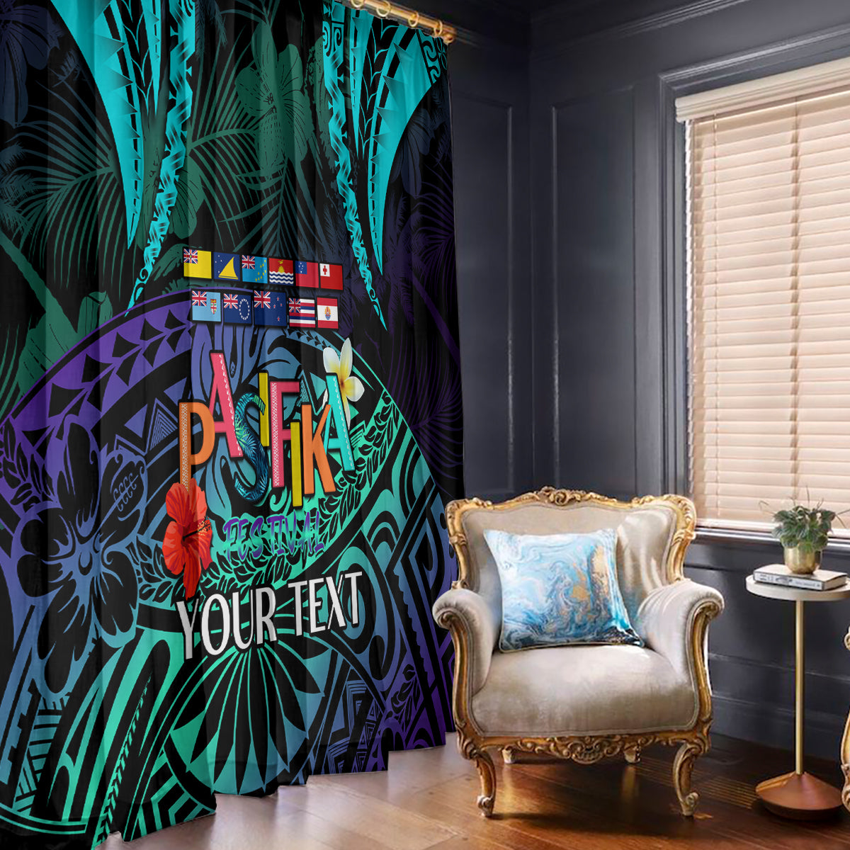 Personalised Pasifika Festival Auckland Window Curtain 2024 Pacific Islands Polynesian Pattern LT14 - Polynesian Pride
