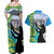 Personalised Honolulu Aloha Hawaii Couples Matching Off Shoulder Maxi Dress and Hawaiian Shirt Tropical Leaves With Hula Girl LT14 - Polynesian Pride