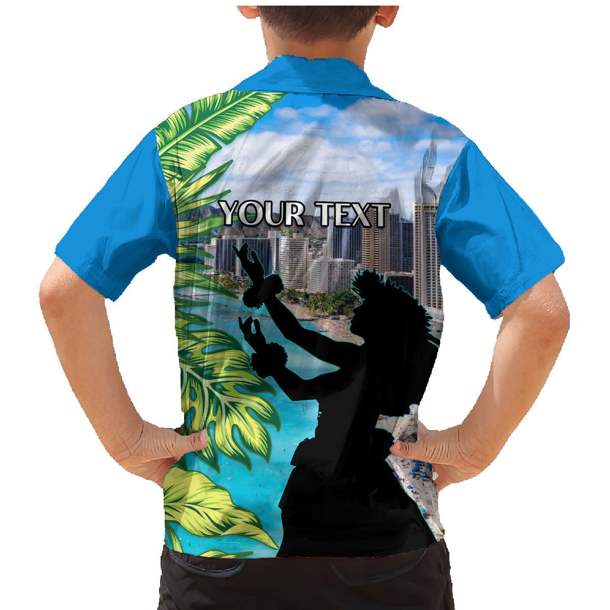 Personalised Honolulu Aloha Hawaii Family Matching Mermaid Dress and Hawaiian Shirt Tropical Leaves With Hula Girl LT14 - Polynesian Pride