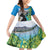 Personalised Honolulu Aloha Hawaii Family Matching Mermaid Dress and Hawaiian Shirt Tropical Leaves With Hula Girl LT14 Daughter's Dress Blue - Polynesian Pride