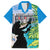 Personalised Honolulu Aloha Hawaii Family Matching Tank Maxi Dress and Hawaiian Shirt Tropical Leaves With Hula Girl LT14 Dad's Shirt - Short Sleeve Blue - Polynesian Pride