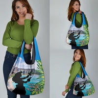 Personalised Honolulu Aloha Hawaii Grocery Bag Tropical Leaves With Hula Girl