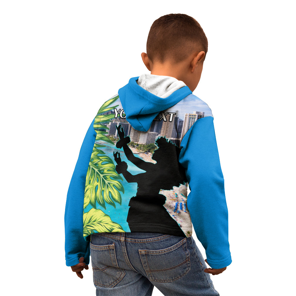 Personalised Honolulu Aloha Hawaii Kid Hoodie Tropical Leaves With Hula Girl LT14 - Polynesian Pride