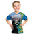 Personalised Honolulu Aloha Hawaii Kid T Shirt Tropical Leaves With Hula Girl LT14 Blue - Polynesian Pride