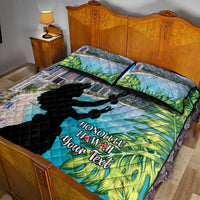 Personalised Honolulu Aloha Hawaii Quilt Bed Set Tropical Leaves With Hula Girl LT14 - Polynesian Pride