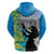 Personalised Honolulu Aloha Hawaii Zip Hoodie Tropical Leaves With Hula Girl LT14 - Polynesian Pride