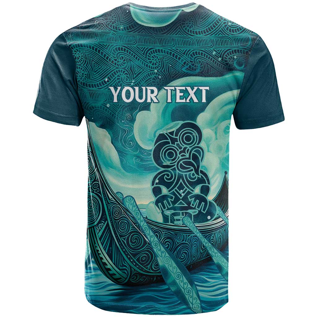 Personalised New Zealand Waitangi Day T Shirt Hei Tiki With Maori Waka - Whakarare Pattern