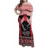 Toitu Te Tiriti O Waitangi Family Matching Off Shoulder Maxi Dress and Hawaiian Shirt Maori Wharenui With Taniko Motifs