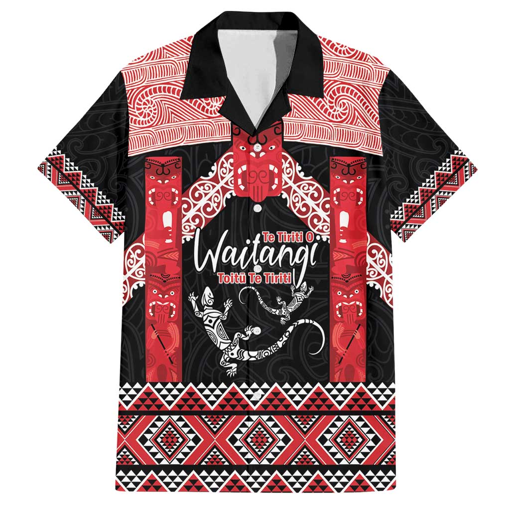 Toitu Te Tiriti O Waitangi Family Matching Tank Maxi Dress and Hawaiian Shirt Maori Wharenui With Taniko Motifs