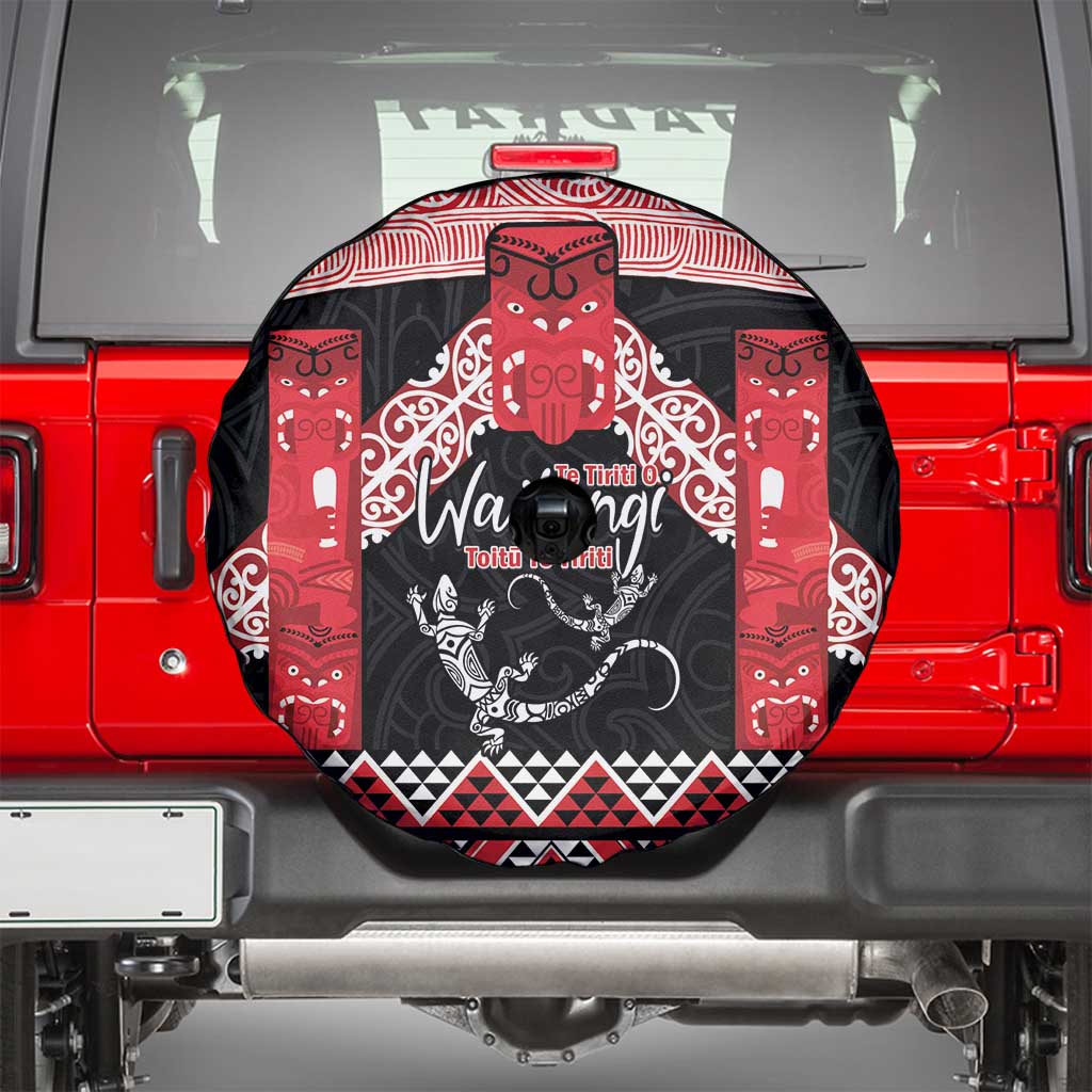 Toitu Te Tiriti O Waitangi Spare Tire Cover Maori Wharenui With Taniko Motifs