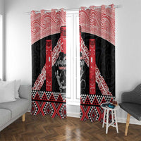 Toitu Te Tiriti O Waitangi Window Curtain Maori Wharenui With Taniko Motifs