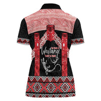 Toitu Te Tiriti O Waitangi Women Polo Shirt Maori Wharenui With Taniko Motifs