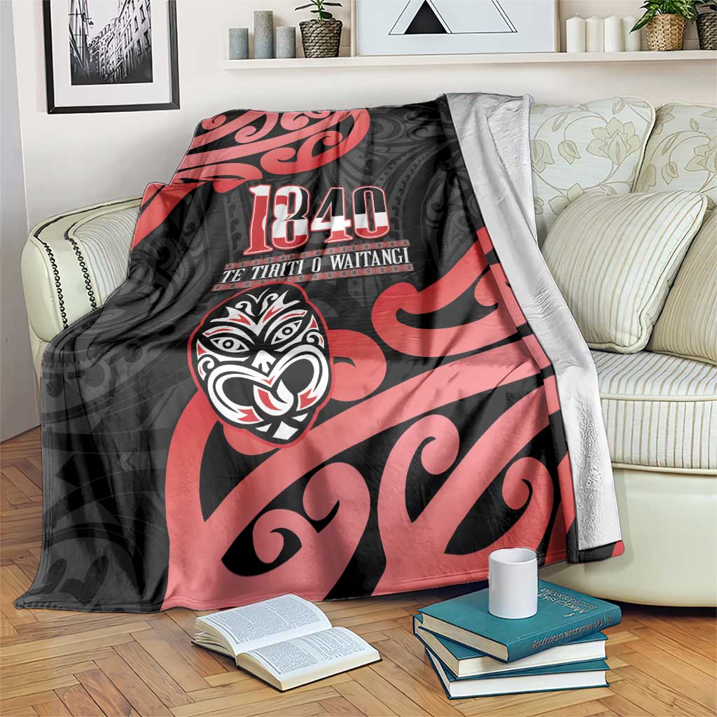 New Zealand 1840 Waitangi Day Blanket Aotearoa Haka Mask - Red Version LT14 Red - Polynesian Pride