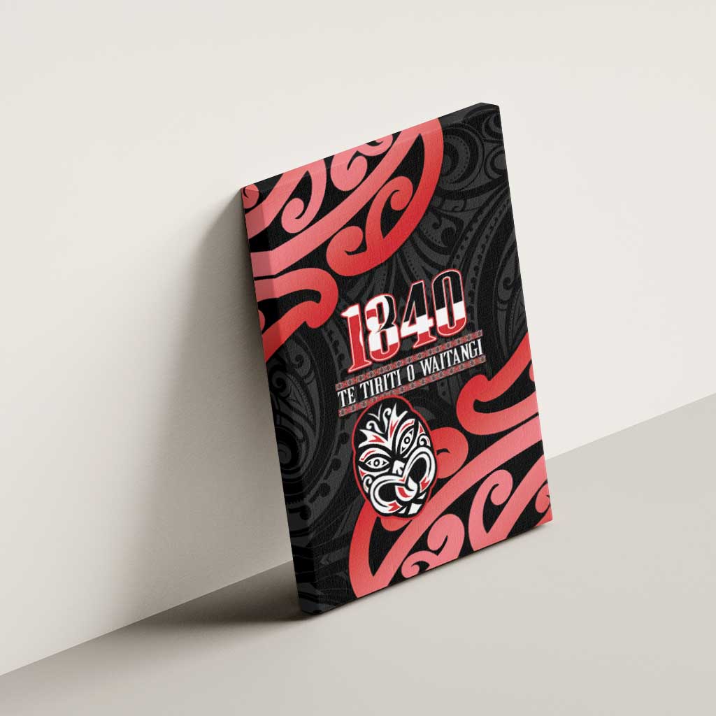 New Zealand 1840 Waitangi Day Canvas Wall Art Aotearoa Haka Mask - Red Version